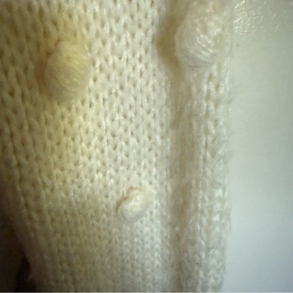 Wooden Ships Pom Pom Sleeve Open Front Cardigan Sweater Cream Size S/M - Picture 4 of 8